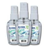 Kit 3 Álcool Líquido 70 Spray Mãos Perfumado Bolso 60ml