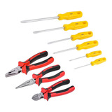 Kit 3 Alicates 1000v Jogo Chaves Fenda Phillips Cr v 6 Pçs