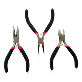 Kit 3 Alicates Bijouteria Artesanato Profissional Cabo Resis