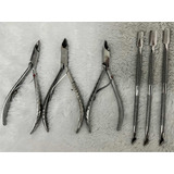 Kit 3 Alicates Cuticula Manicure Inox 3 Espátulas
