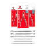 Kit 3 Alicates Mundial 522 3 Espátula Inox 3 Palitos