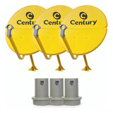 Kit 3 Antena Century Bi Digital Parabolica 60cm Ku 3 Lnbf