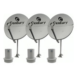 Kit 3 Antena Century Bi Digital Parabolica 60cm Ku 3 Lnbf