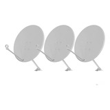 Kit 3 Antena Chapa Banda Ku 60cm C suporte Nova Parabólica