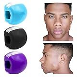 Kit 3 Aparelhos Para Exercitar Músculos Da Mandíbula Em Silicone Cores Azul Preto E Roxo