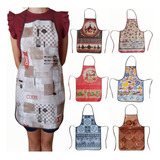Kit 3 Aventais De Cozinha Lavanderia Estampado Impermeável Cor Preto Desenho Do Tecido Estampas Sortidas