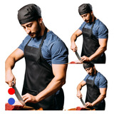 Kit 3 Avental Com Bandana Pizzaria Cozinha Lenço Garçom Bar