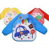 Kit 3 Babador Manga Longa Impermeável Avental Infantil Blw