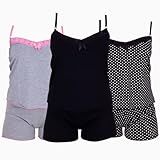 Kit 3 Baby Dolls Vivi Tecido Fibra Natural -preto-vermelho-pink-
