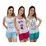 Kit 3 Baby Dool Adulto Regata Pijama Tamanho GG Cor Sortidas