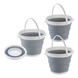 Kit 3 Balde De Silicone Dobrável Retrátil Flexível 10 Litros
