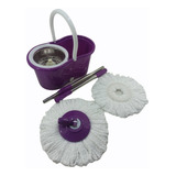 Kit 3 Balde Mop Rodo Magico Giratório Inox 2 Refil