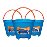Kit 3 Balde Superflex Com Alça Emborrachada 12 Litros Azul Cor Padrão