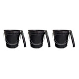 Kit 3 Baldes Empilháveis Preto 10 Litros Alça Plástica Tampa