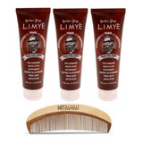 Kit 3 Balm Para Barba Fixador Limye E Pente De Madeira