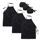 Kit 3 Bandana Avental Oxford Pizzaria Garçom Churrasqueiro