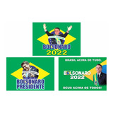 Kit 3 Bandeiras Brasil Bolsonaro 2022 145x100cm