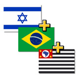 Kit 3 Bandeiras Brasil Israel São Paulo Missões 150x90cm