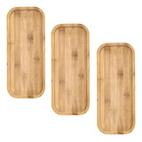 Kit 3 Bandejas Bambu