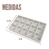 Kit 3 Bandejas Organizadora P joias Em Veludo Com Divisórias Ideal Para Anéis Brincos Broches Cor Bege