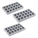 Kit 3 Bandejas Organizadora Para Joias E Bijuterias Em Veludo Com Divisórias Na Cor Cinza Ideal Para Brincos Anéis Pingentes E Broches