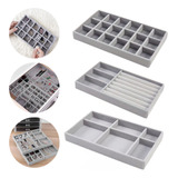Kit 3 Bandejas Porta Joias Veludo Organizadora Bijuterias