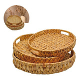 Kit 3 Bandejas Servir Decorar Mesa Posta Rústico Boho