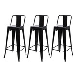Kit 3 Banquetas Alta Para Cozinha Bancada Tolix Iron Encosto