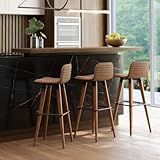 Kit 3 Banquetas Altas Assento Terracota Metal Preto Área Gourmet Bancada Balcão De Cozinha