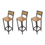 Kit 3 Banquetas Altas Luxo Madeira Maciça Balcao Cozinha Bar