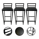 Kit 3 Banquetas Quadradas Altas Industrial Cozinha Gourmet