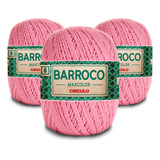 Kit 3 Barbante Barroco Maxcolor 400g N6 3390 Rosa Quartzo