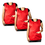 Kit 3 Bata Avental Uniforme Amarra Na Laretal Frente Costas