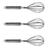 Kit 3 Batedor De Ovos Massa Inox Tipo Pera Profissional