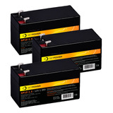 Kit 3 Bateria 12v 1 3ah Selada Intelbras Alarme Nobreak Nfe