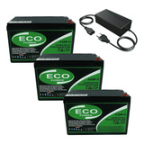 Kit 3 Bateria 12v 14ah Bike Eletrica Carregador 36v