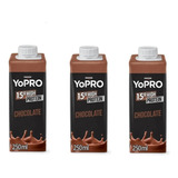 Kit 3 Bebida Yo Pro Whey 15g Protein Yopro Chocolate 250ml