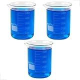 Kit 3 Béquer 500ml Becker De Vidro Forma Baixa Graduado