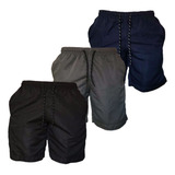 Kit 3 Bermuda Banho Masculina Tactel Short Praia 3 Bolsos