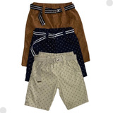 Kit 3 Bermuda Infantil Masculino Menino Sarja Jeans Colorido