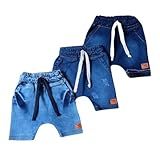 Kit 3 Bermuda Jeans Bebê Infantil Shorts Menino Com Elastano -BR- Idade- 24 Meses- AZUL-
