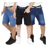 Kit 3 Bermuda Jeans Infantil Masculino Juvenil Shorts Menino
