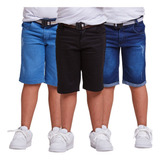 Kit 3 Bermuda Jeans Sarja Infantil
