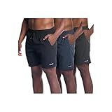 Kit 3 Bermuda Short Masculino Tactel Elastano Academia Treino Praia Qualidade Premium BR Alfa M Regular Regular Preto Chumbo Musgo 