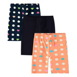 Kit 3 Bermudas Ciclista Infantil Menina Básico Cotton Malwee