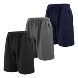 Kit 3 Bermudas De Moletom Masculina Shorts Academia Treino