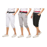 Kit 3 Bermudas Feminina De Moletom Skinny Saruel Sport B1