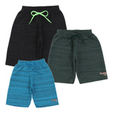 Kit 3 Bermudas Menino Shorts De Moletom Infantil Juvenil ALG
