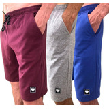 Kit 3 Bermudas Moletom Academia Treino Atacado Revenda Full