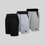 Kit 3 Bermudas Moletom Masculina Shorts Esport Fitness Full
